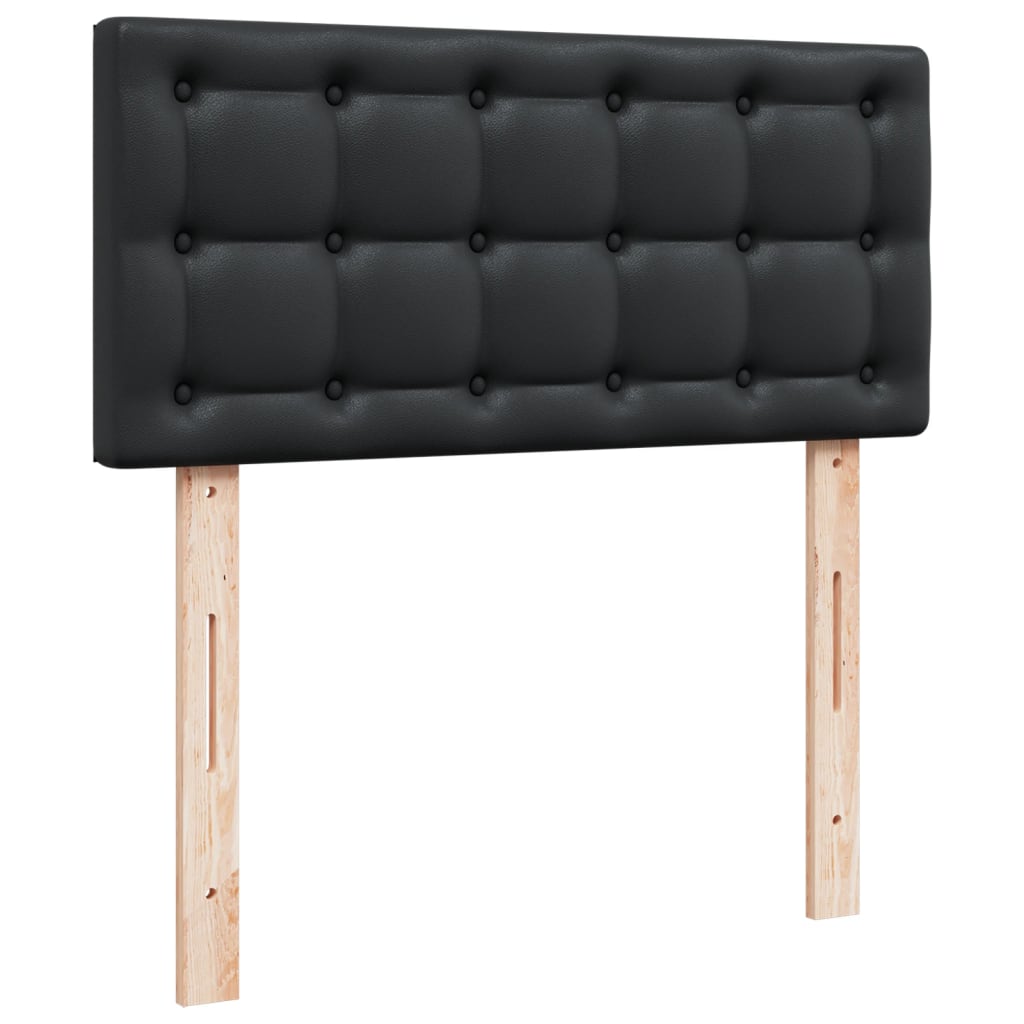 vidaXL Κρεβάτι Boxspring με Στρώμα Μαύρο 90x190εκ. από Συνθετικό Δέρμα
