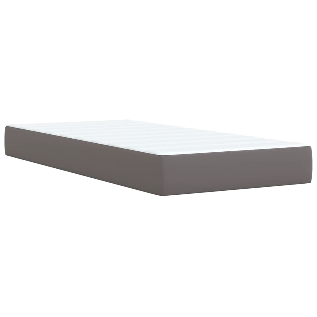 vidaXL Κρεβάτι Boxspring με Στρώμα Γκρι 90x190 εκ. από Συνθετικό Δέρμα