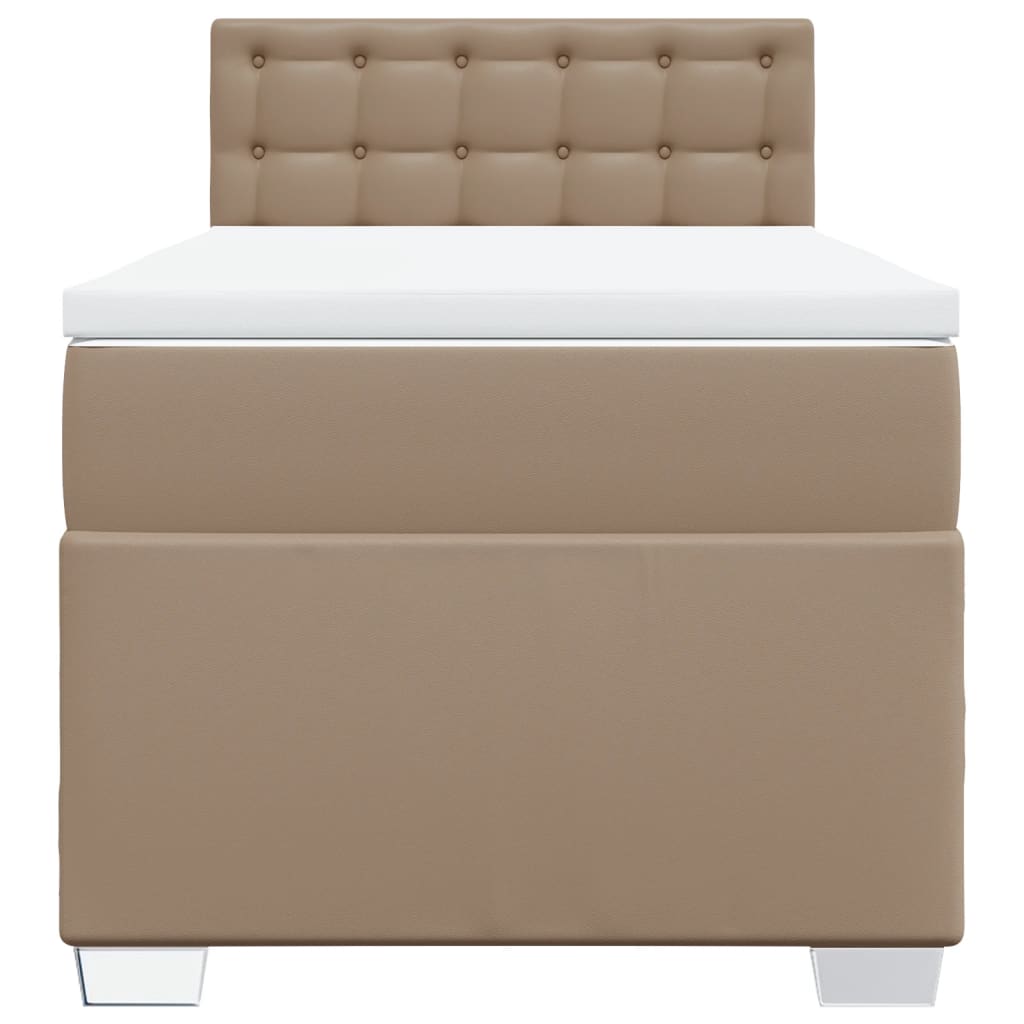 vidaXL Κρεβάτι Boxspring με Στρώμα Καπουτσίνο 90x190εκ.από Συνθ. Δέρμα