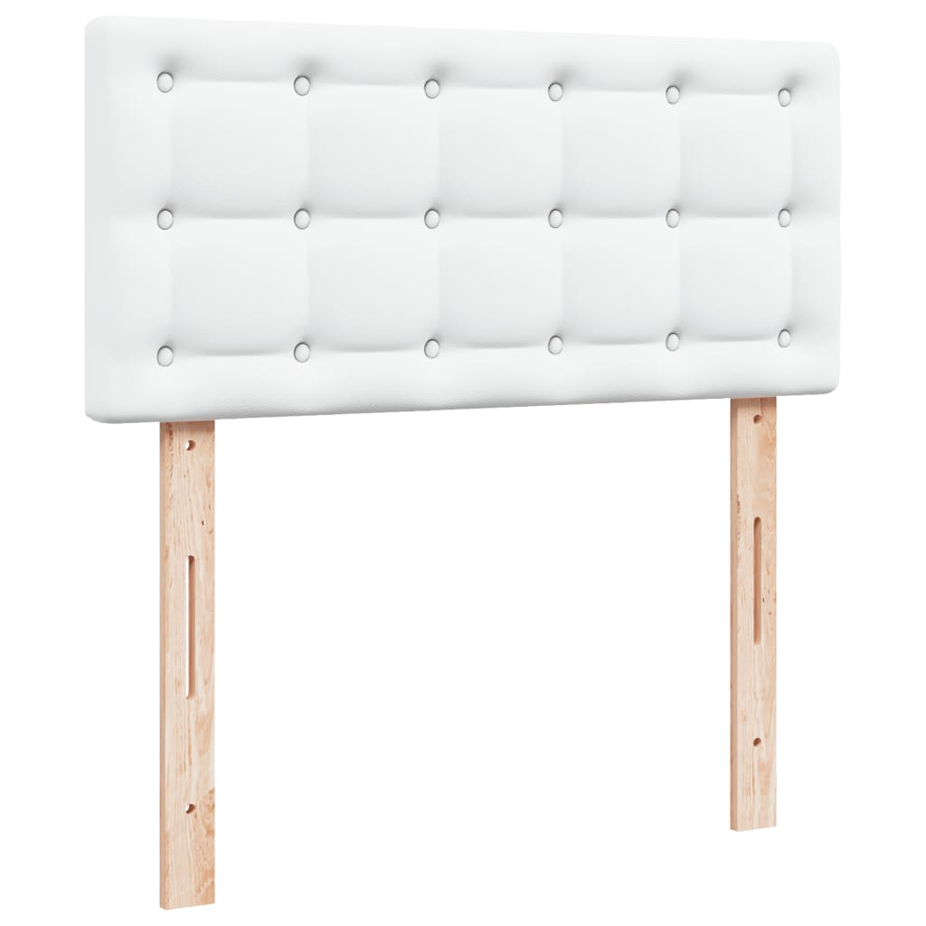 vidaXL Κρεβάτι Boxspring με Στρώμα Λευκό 90x200εκ. από Συνθετικό Δέρμα