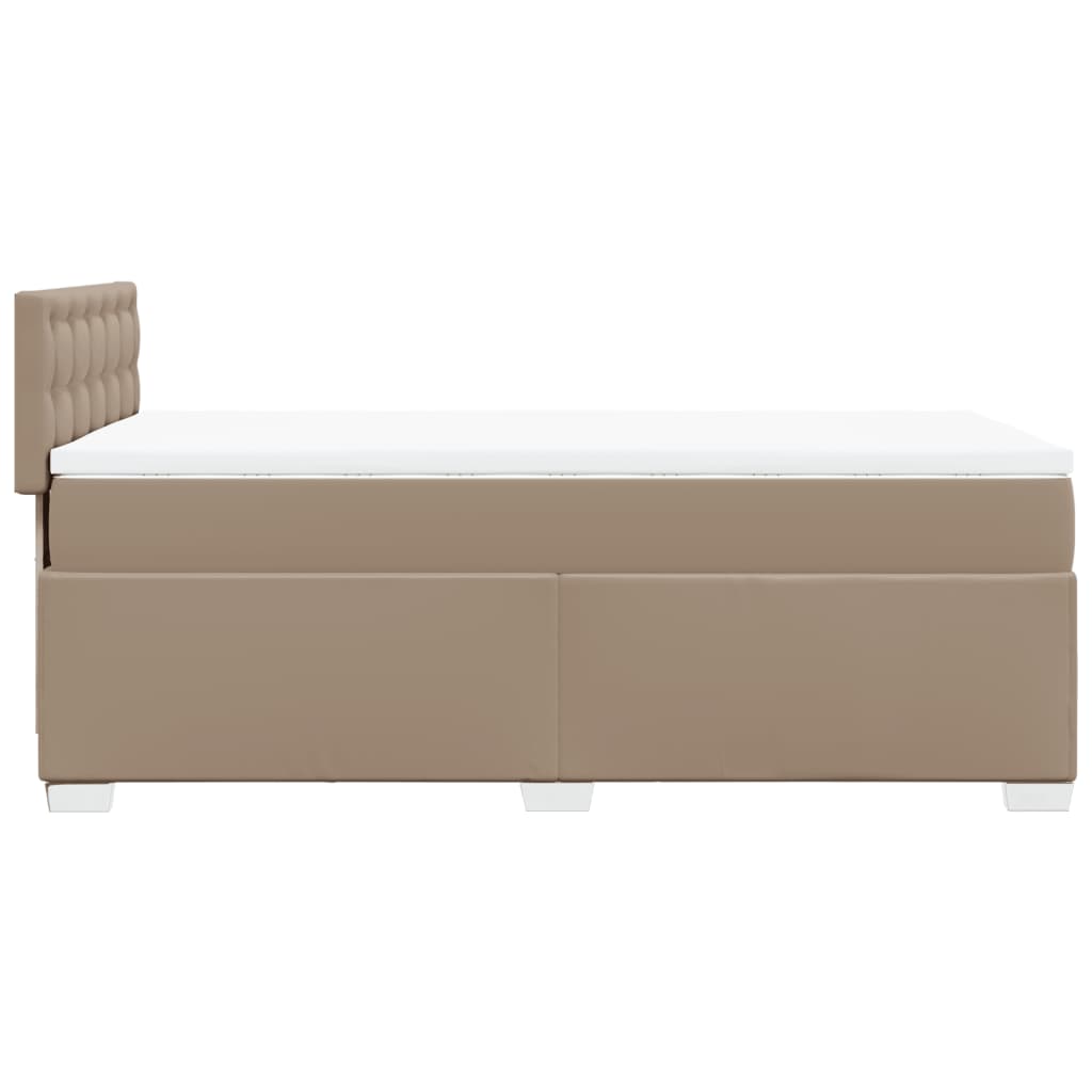 vidaXL Κρεβάτι Boxspring με Στρώμα Καπουτσίνο 90x200εκ.από Συνθ. Δέρμα