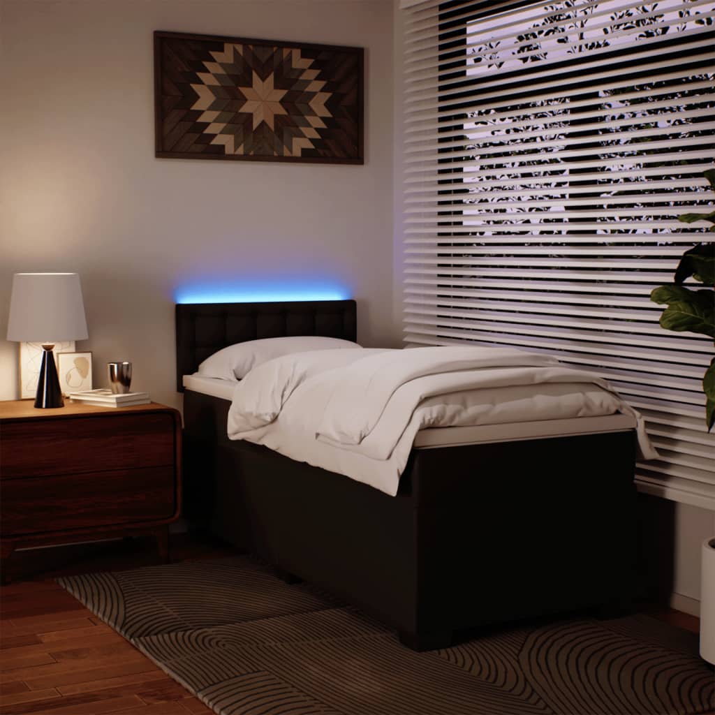 vidaXL Κρεβάτι Boxspring με Στρώμα Μαύρο 100x200εκ.από Συνθετικό Δέρμα