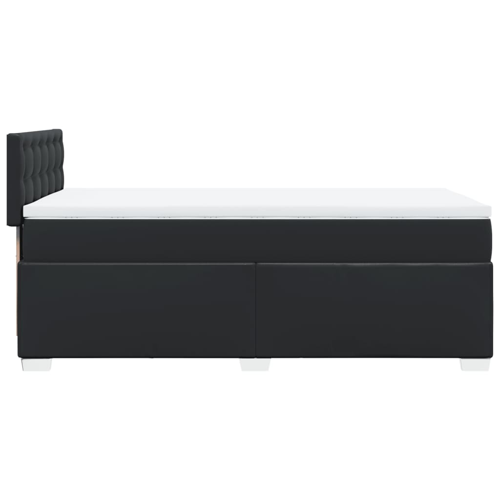 vidaXL Κρεβάτι Boxspring με Στρώμα Μαύρο 100x200εκ.από Συνθετικό Δέρμα