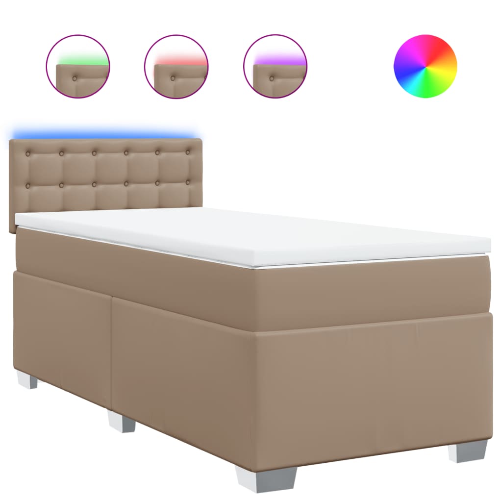 vidaXL Κρεβάτι Boxspring με Στρώμα Καπουτσίνο 100x200εκ.από Συνθ.Δέρμα