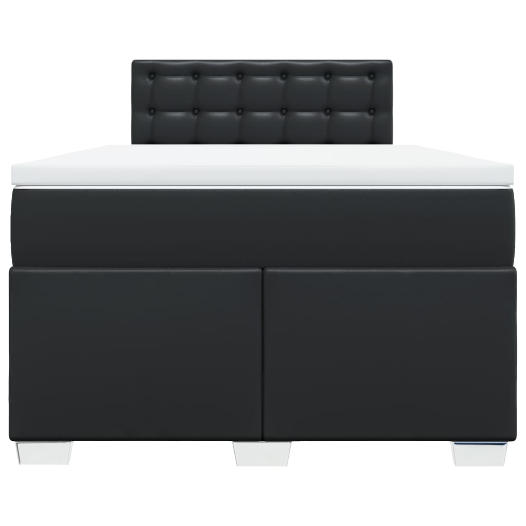 vidaXL Κρεβάτι Boxspring με Στρώμα Μαύρο 120x190εκ.από Συνθετικό Δέρμα