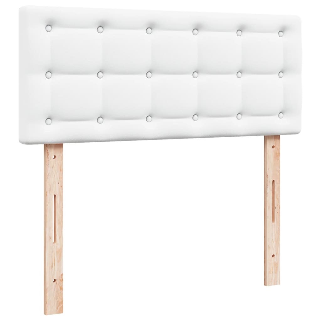 vidaXL Κρεβάτι Boxspring με Στρώμα Λευκό 120x190εκ.από Συνθετικό Δέρμα