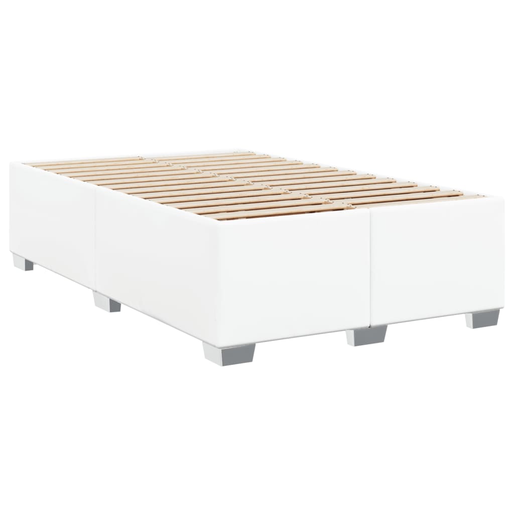 vidaXL Κρεβάτι Boxspring με Στρώμα Λευκό 120x190εκ.από Συνθετικό Δέρμα
