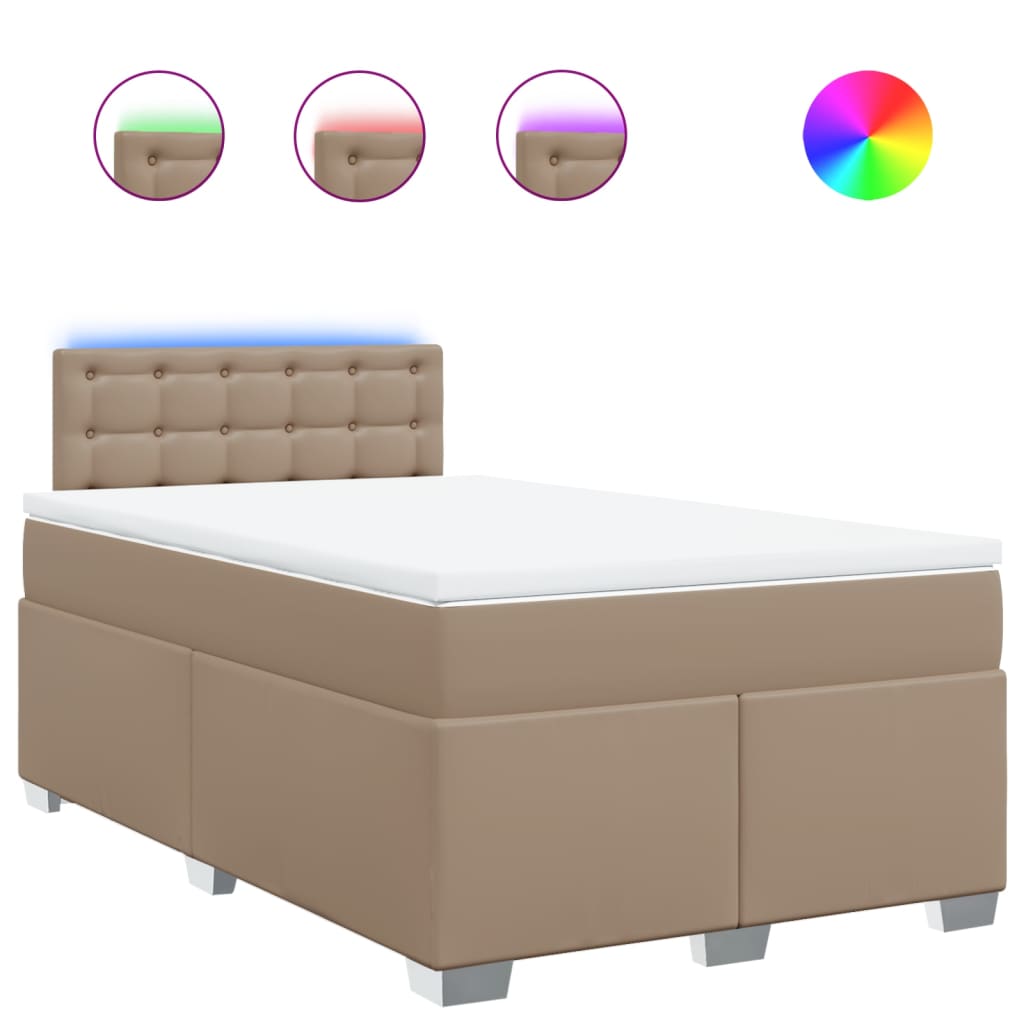 vidaXL Κρεβάτι Boxspring με Στρώμα Καπουτσίνο 120x200εκ.από Συνθ.Δέρμα