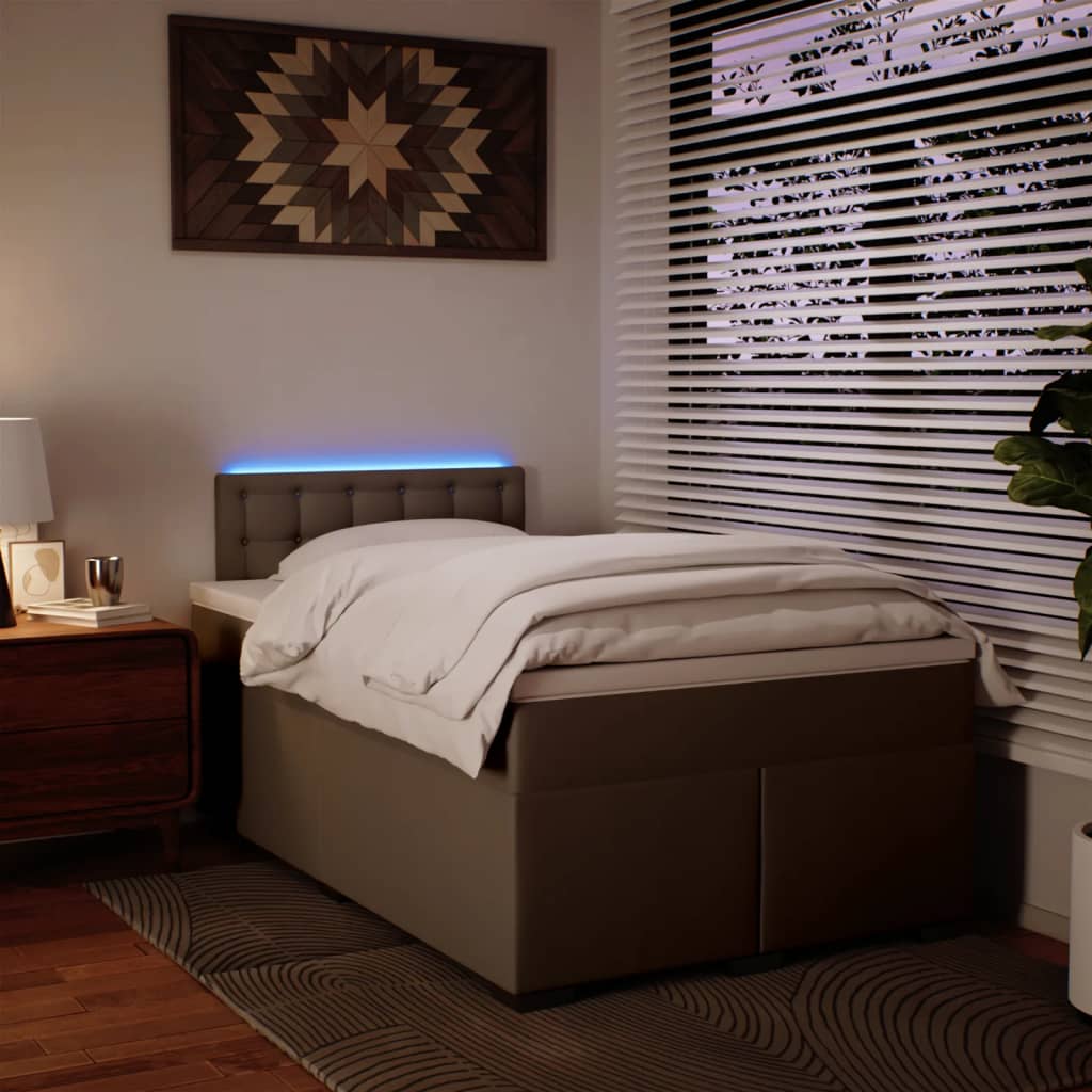 vidaXL Κρεβάτι Boxspring με Στρώμα Καπουτσίνο 120x200εκ.από Συνθ.Δέρμα