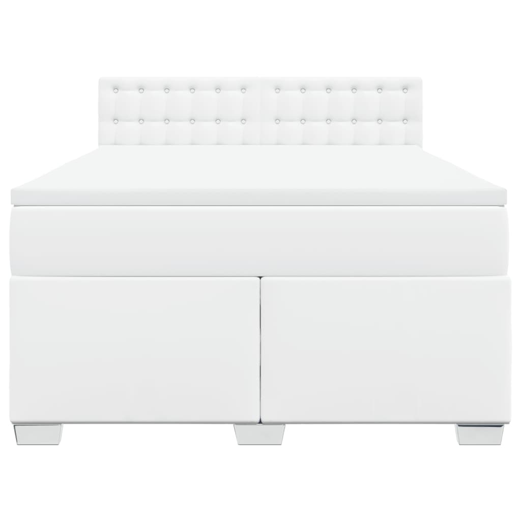 vidaXL Κρεβάτι Boxspring με Στρώμα Λευκό 140x190εκ.από Συνθετικό Δέρμα