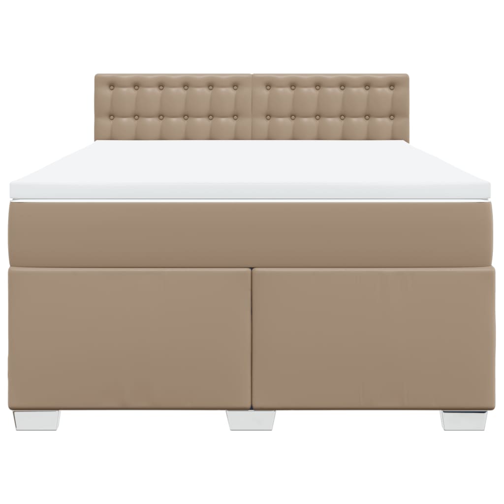 vidaXL Κρεβάτι Boxspring με Στρώμα Καπουτσίνο 140x190εκ.από Συνθ.Δέρμα