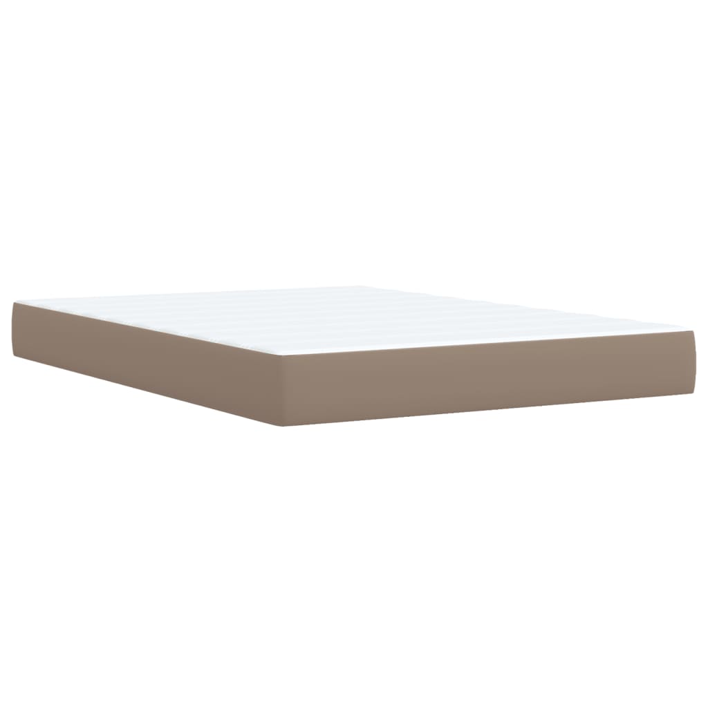 vidaXL Κρεβάτι Boxspring με Στρώμα Καπουτσίνο 140x190εκ.από Συνθ.Δέρμα