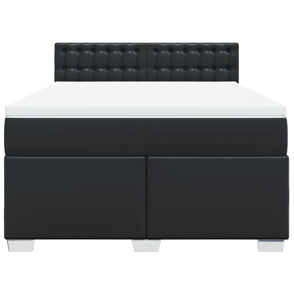 vidaXL Κρεβάτι Boxspring με Στρώμα Μαύρο 140x200εκ.από Συνθετικό Δέρμα