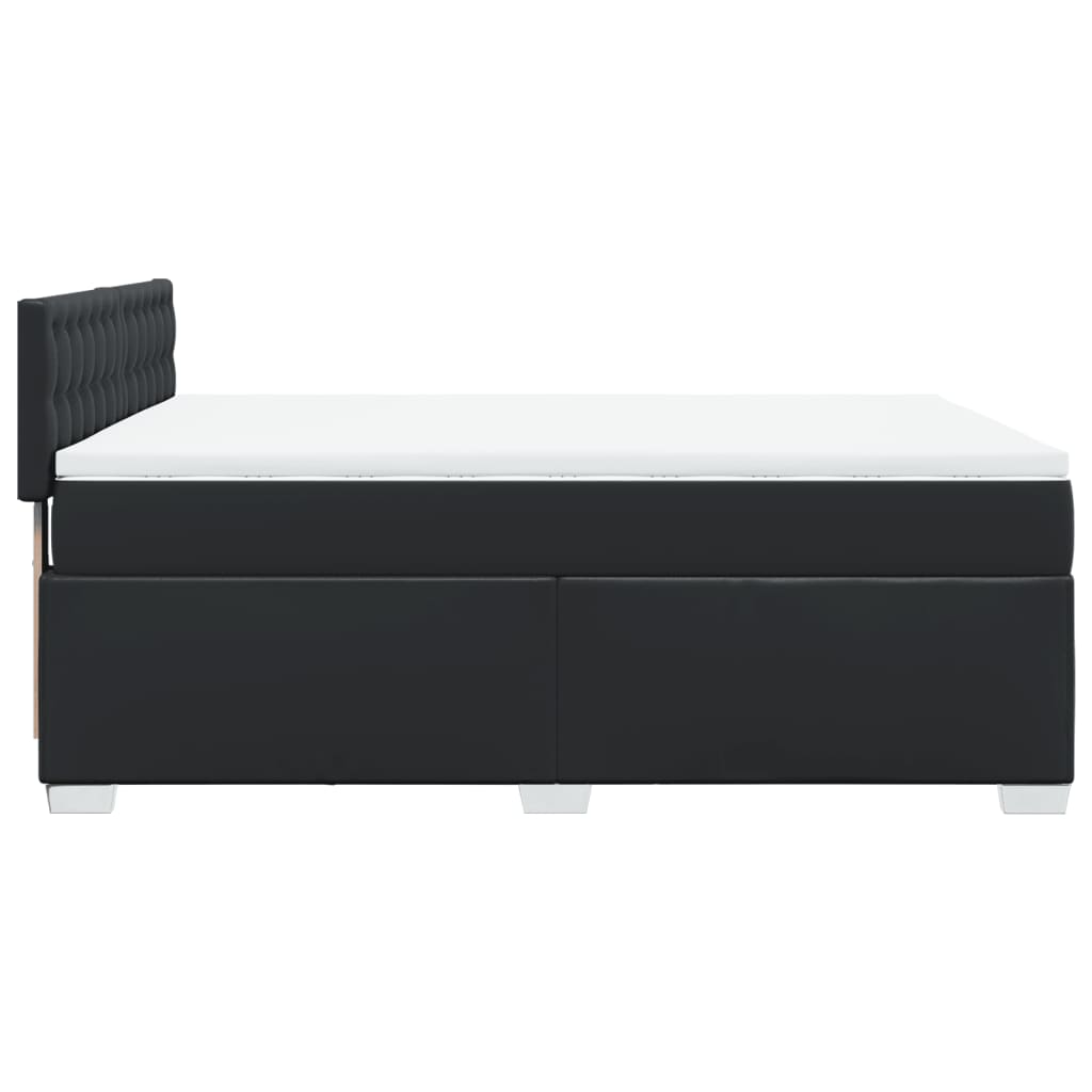 vidaXL Κρεβάτι Boxspring με Στρώμα Μαύρο 140x200εκ.από Συνθετικό Δέρμα
