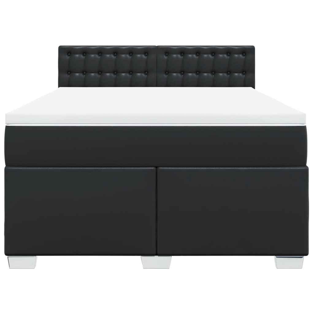 vidaXL Κρεβάτι Boxspring με Στρώμα Μαύρο 160x200εκ.από Συνθετικό Δέρμα