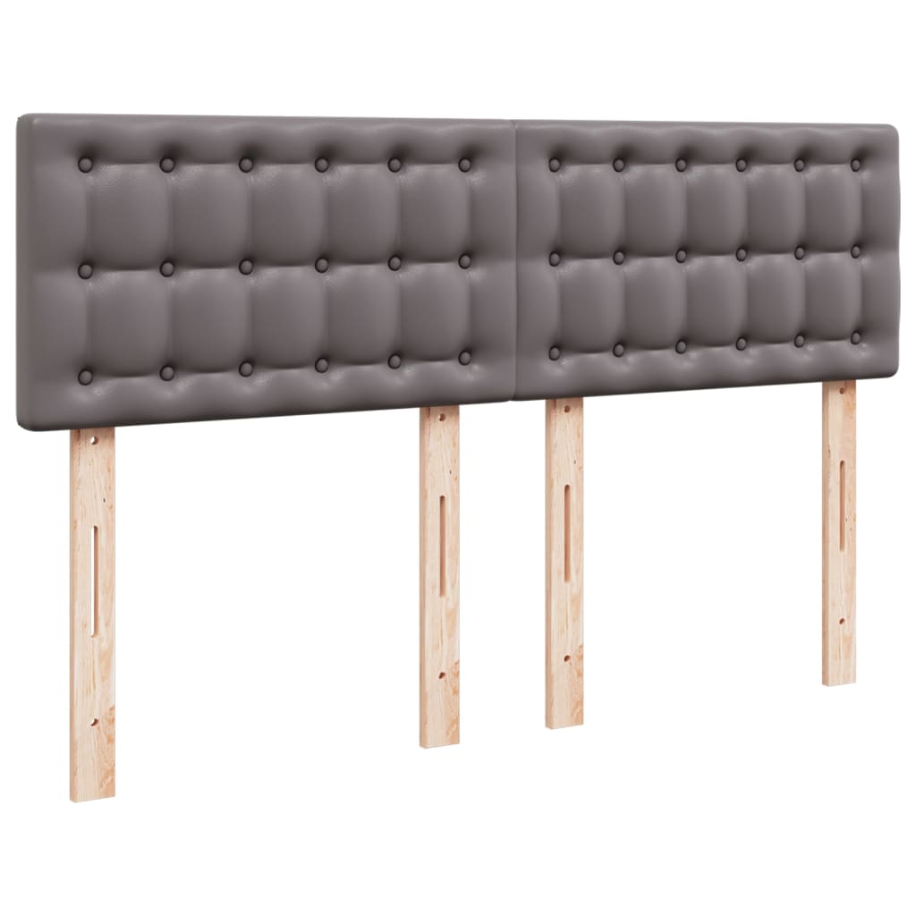 vidaXL Κρεβάτι Boxspring με Στρώμα Γκρι 160x200εκ. από Συνθετικό Δέρμα