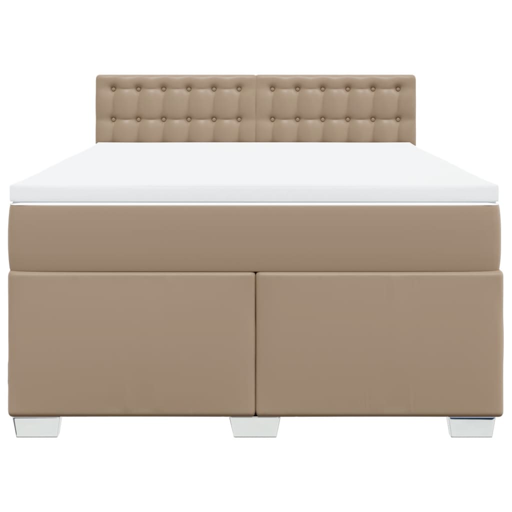vidaXL Κρεβάτι Boxspring με Στρώμα Καπουτσίνο 160x200εκ.από Συνθ.Δέρμα