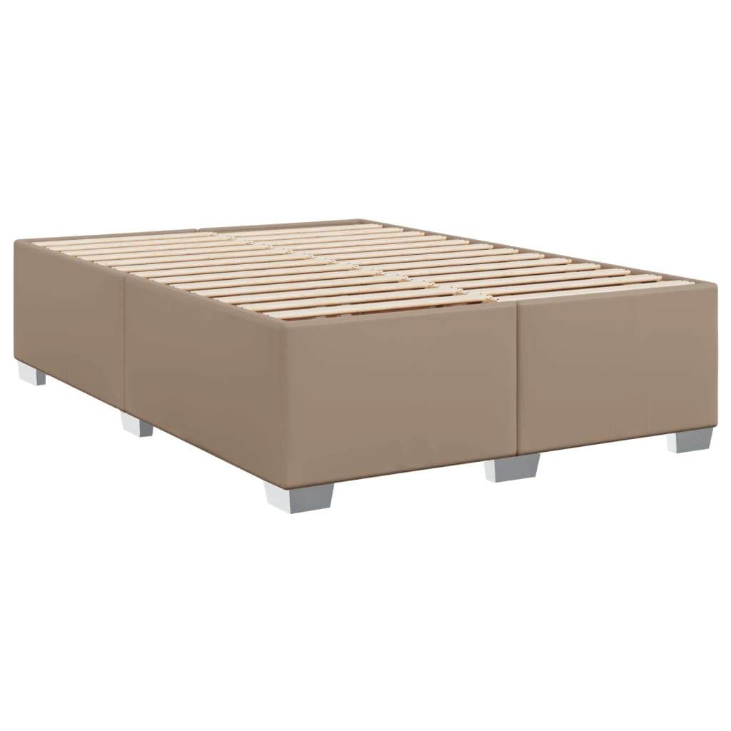 vidaXL Κρεβάτι Boxspring με Στρώμα Καπουτσίνο 160x200εκ.από Συνθ.Δέρμα