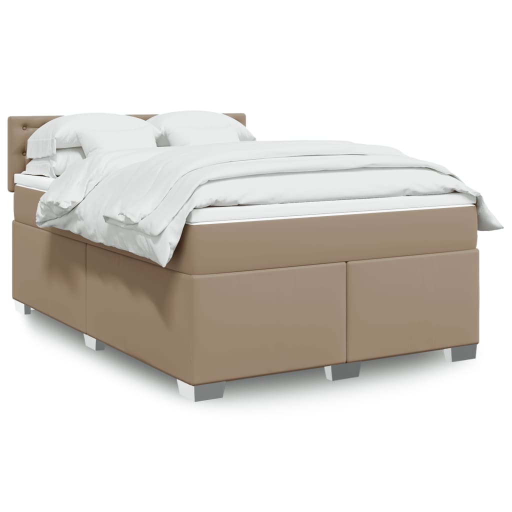 vidaXL Κρεβάτι Boxspring με Στρώμα Καπουτσίνο 160x200εκ.από Συνθ.Δέρμα