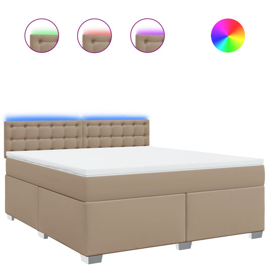 vidaXL Κρεβάτι Boxspring με Στρώμα Καπουτσίνο 180x200 εκ. Συνθ. Δέρμα