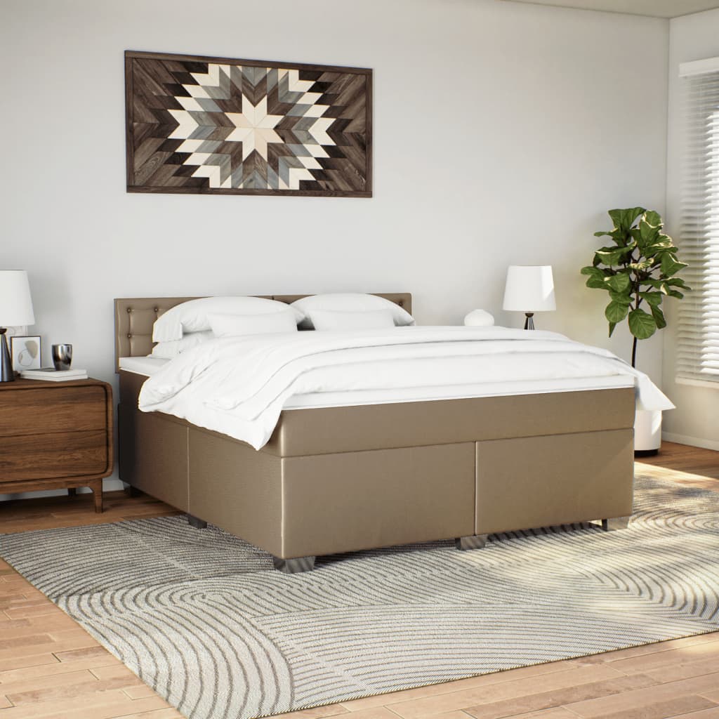 vidaXL Κρεβάτι Boxspring με Στρώμα Καπουτσίνο 180x200 εκ. Συνθ. Δέρμα