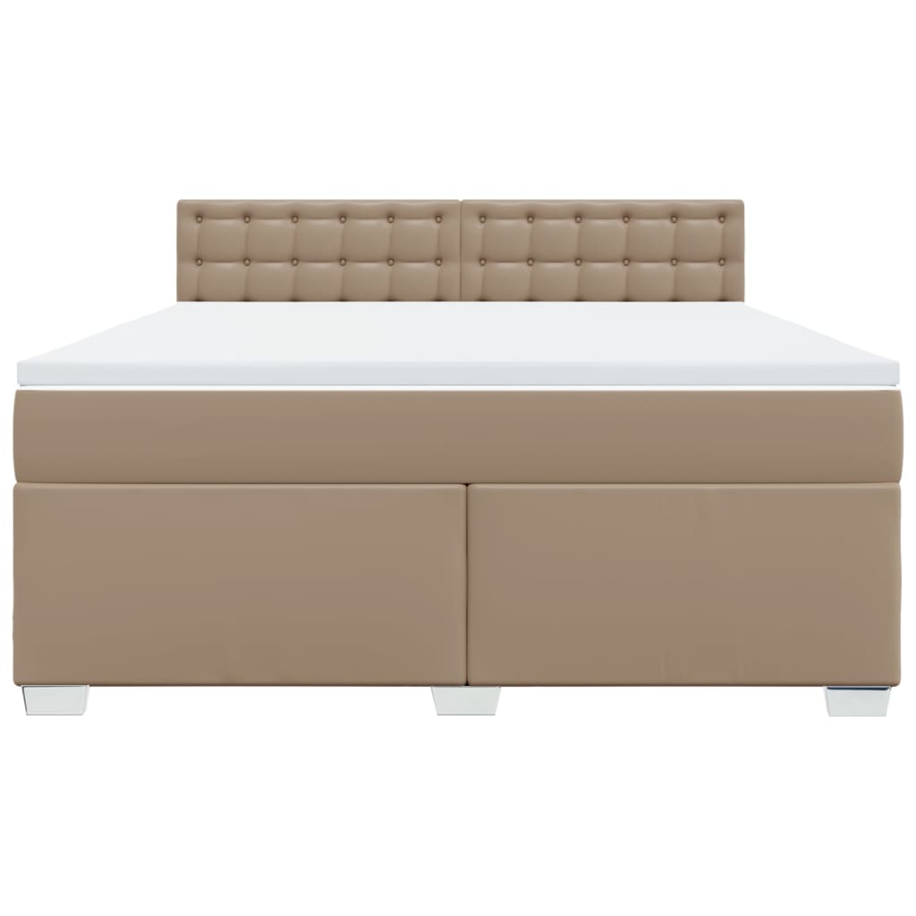 vidaXL Κρεβάτι Boxspring με Στρώμα Καπουτσίνο 180x200 εκ. Συνθ. Δέρμα
