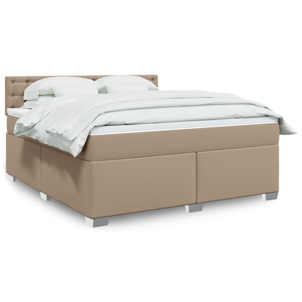vidaXL Κρεβάτι Boxspring με Στρώμα Καπουτσίνο 180x200 εκ. Συνθ. Δέρμα