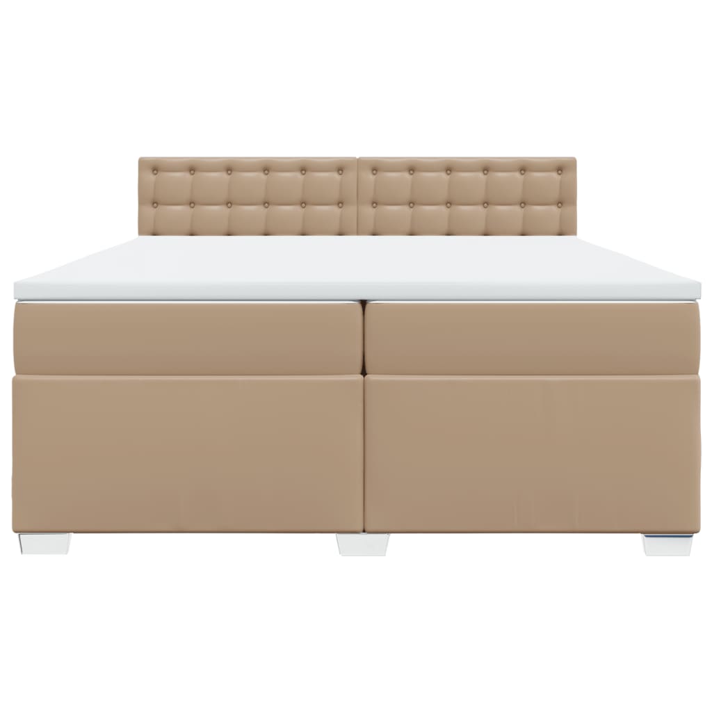 vidaXL Κρεβάτι Boxspring με Στρώμα Καπουτσίνο 200x200εκ.από Συνθ.Δέρμα