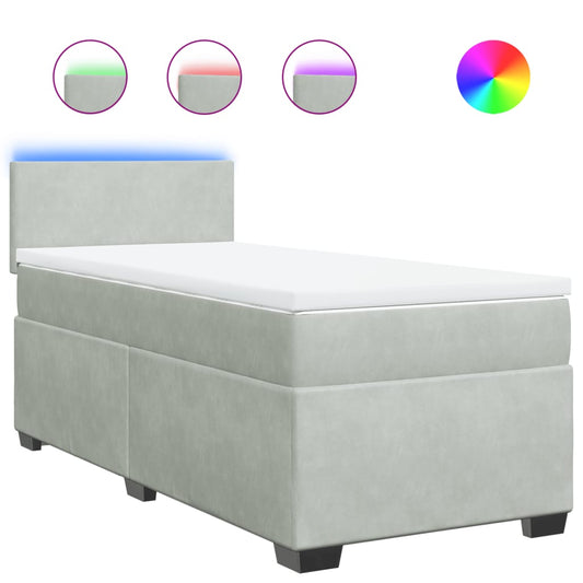 vidaXL Κρεβάτι Boxspring με Στρώμα Ανοιχτό Γκρι 80x200 εκ. Βελούδινο