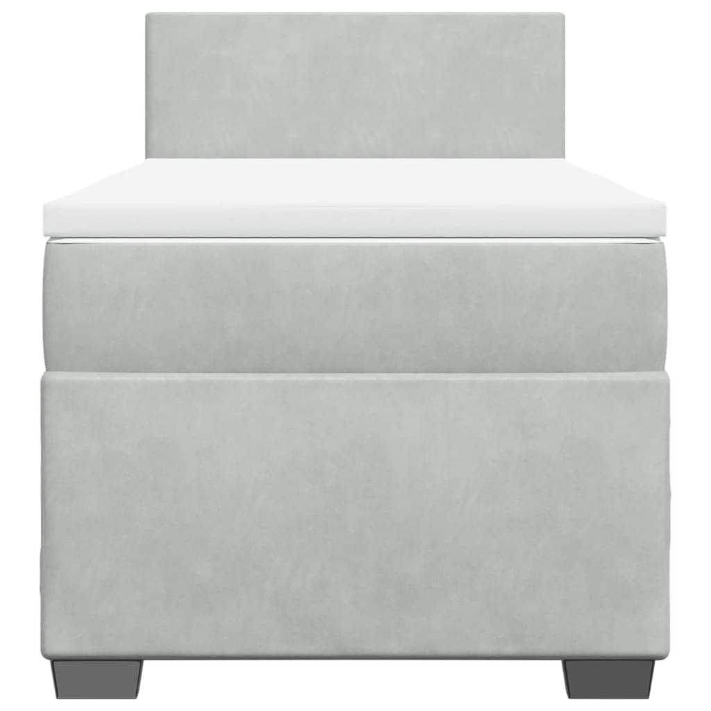 vidaXL Κρεβάτι Boxspring με Στρώμα Ανοιχτό Γκρι 80x200 εκ. Βελούδινο