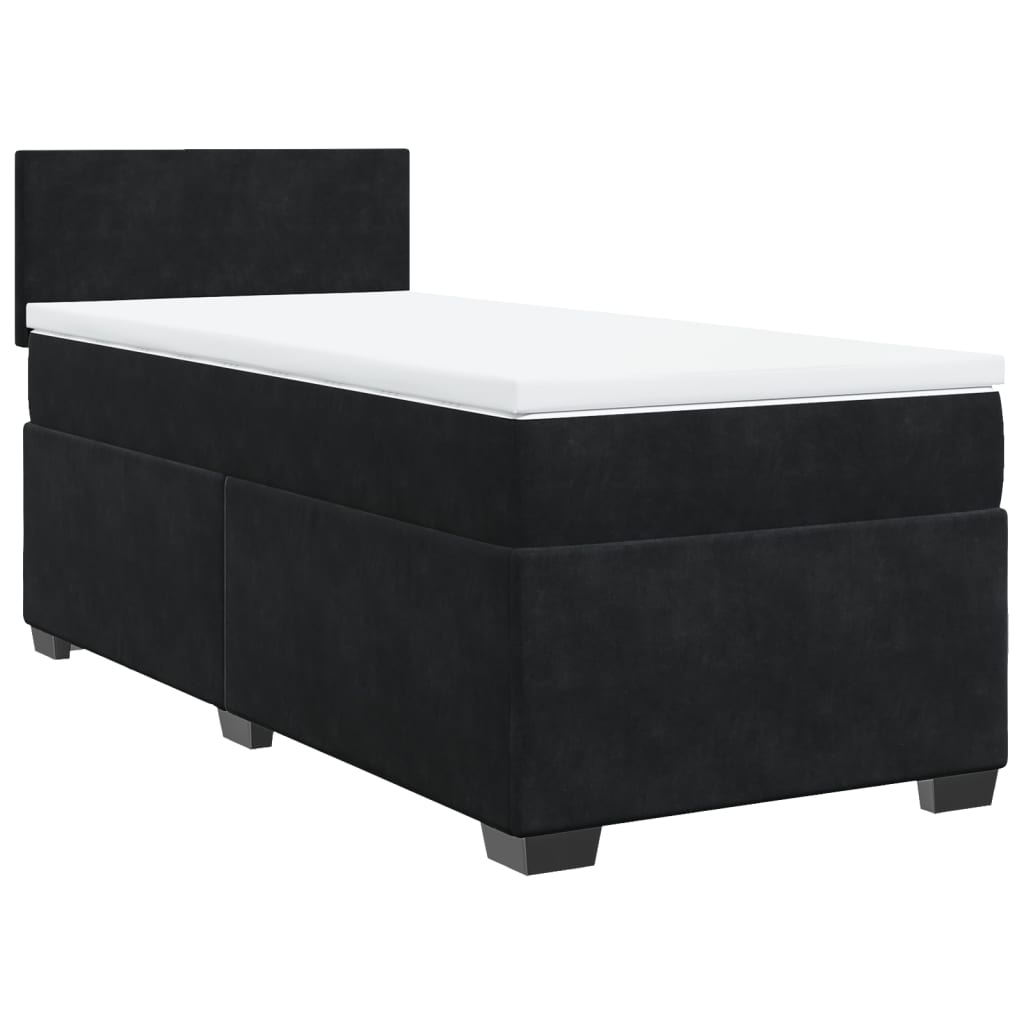 vidaXL Κρεβάτι Boxspring με Στρώμα Μαύρο 80 x 200 εκ. Βελούδινο