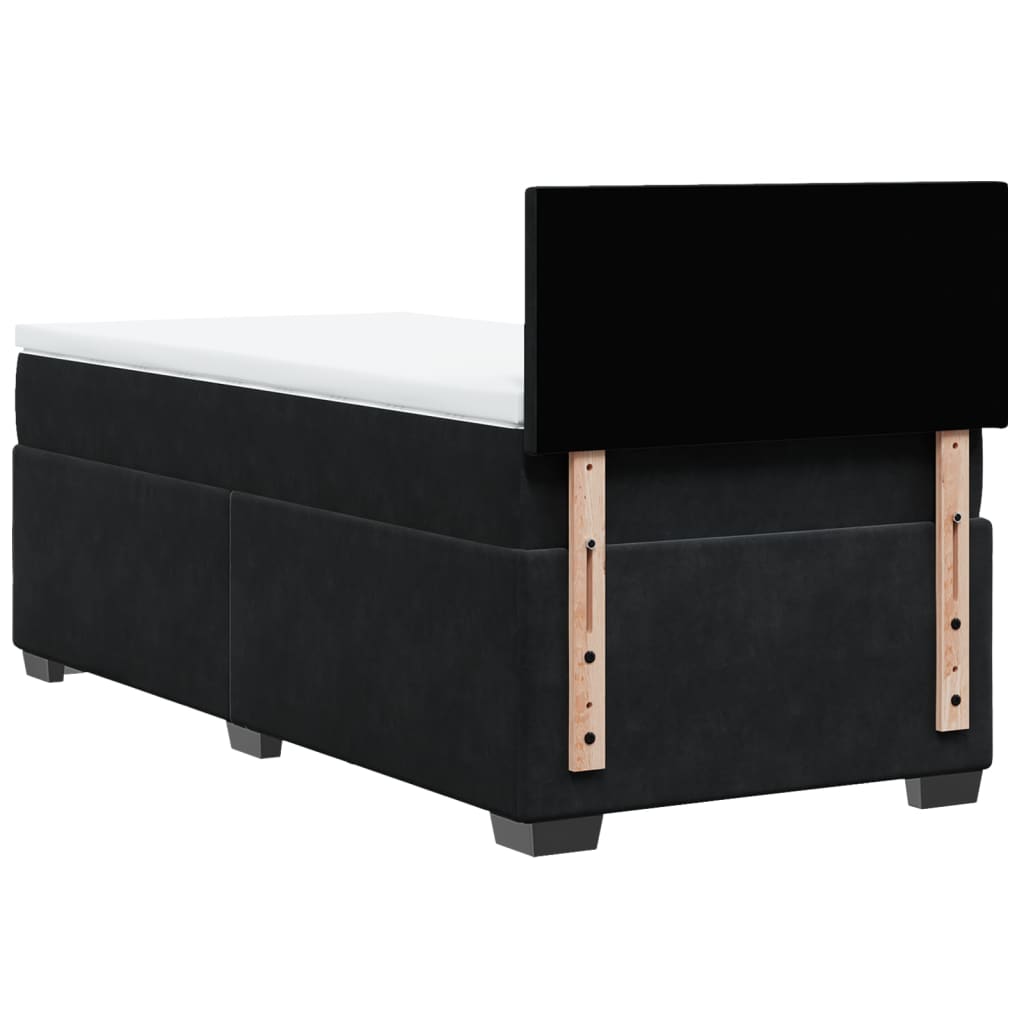 vidaXL Κρεβάτι Boxspring με Στρώμα Μαύρο 80 x 200 εκ. Βελούδινο