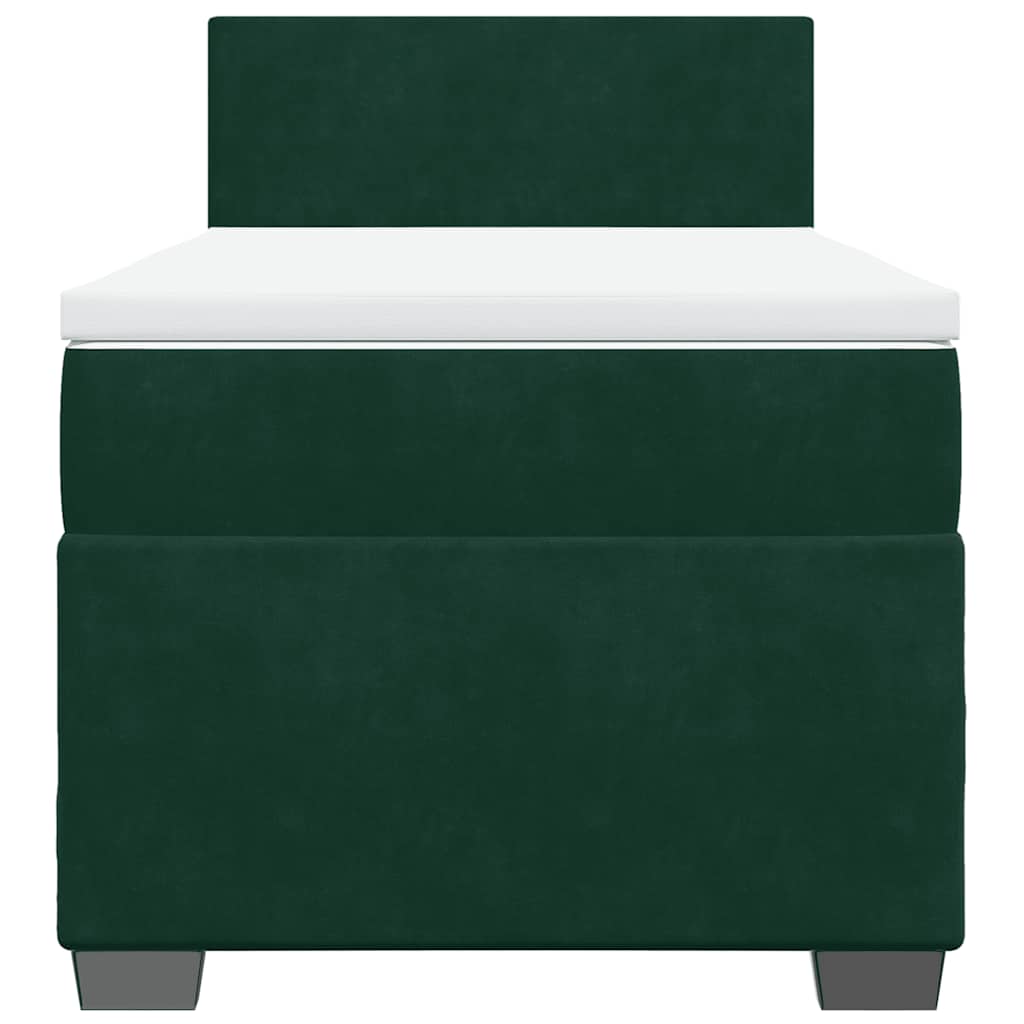 vidaXL Κρεβάτι Boxspring με Στρώμα Σκούρο Πράσινο 80x200 εκ. Βελούδινο