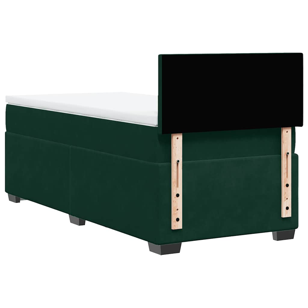 vidaXL Κρεβάτι Boxspring με Στρώμα Σκούρο Πράσινο 80x200 εκ. Βελούδινο
