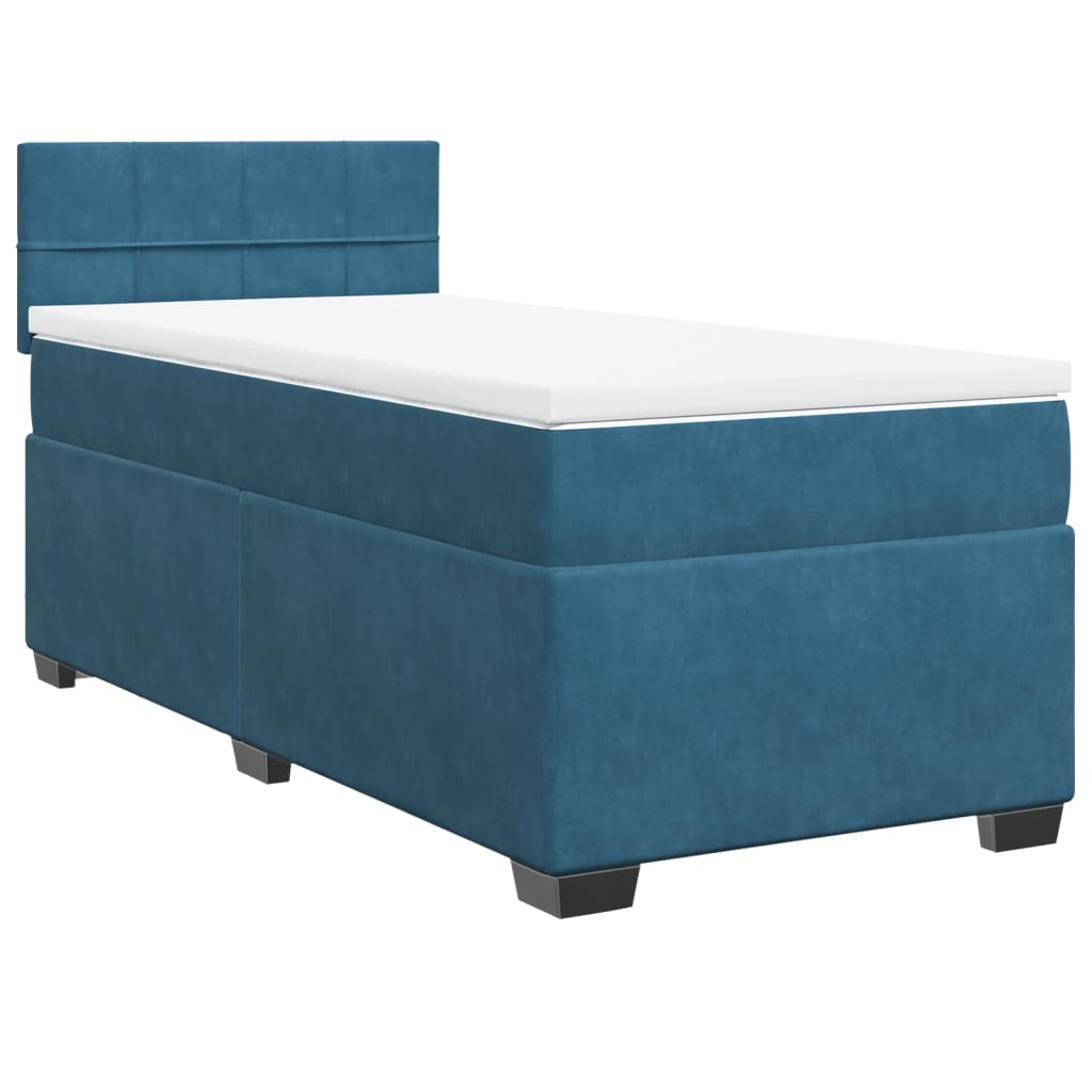 vidaXL Κρεβάτι Boxspring με Στρώμα Μπλε 80 x 200 εκ. Βελούδινο