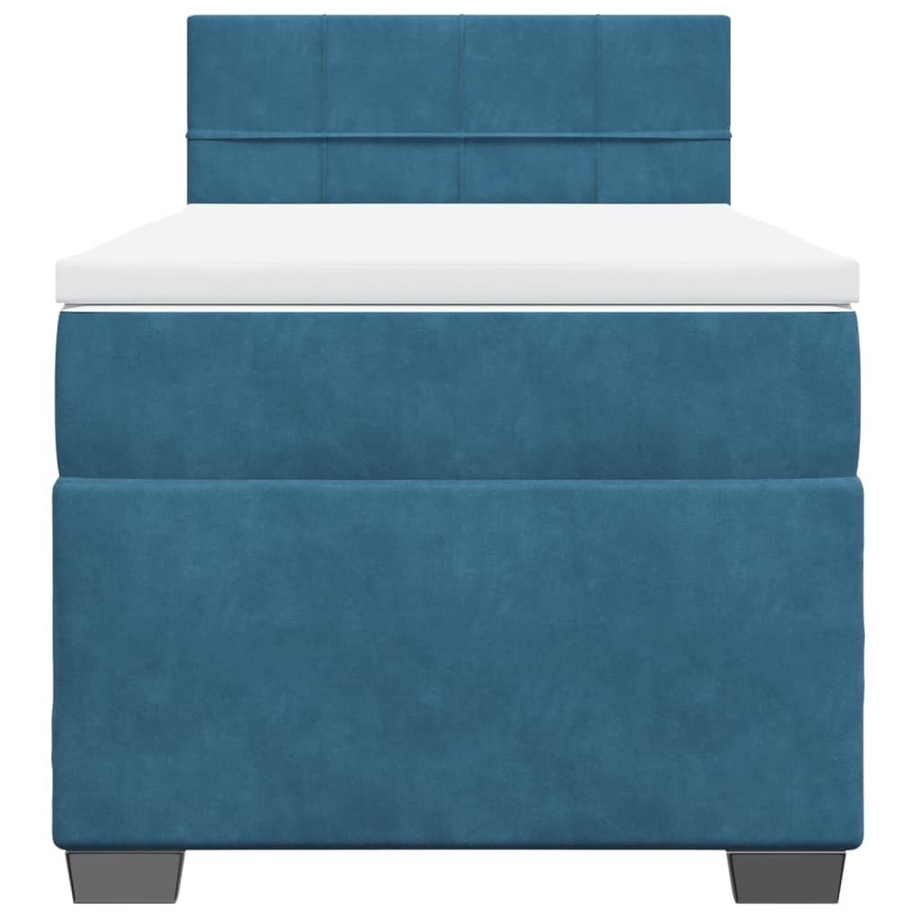 vidaXL Κρεβάτι Boxspring με Στρώμα Μπλε 80 x 200 εκ. Βελούδινο