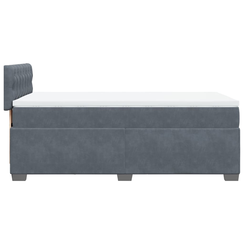 vidaXL Κρεβάτι Boxspring με Στρώμα Σκούρο Γκρι 80x200 εκ. Βελούδινο