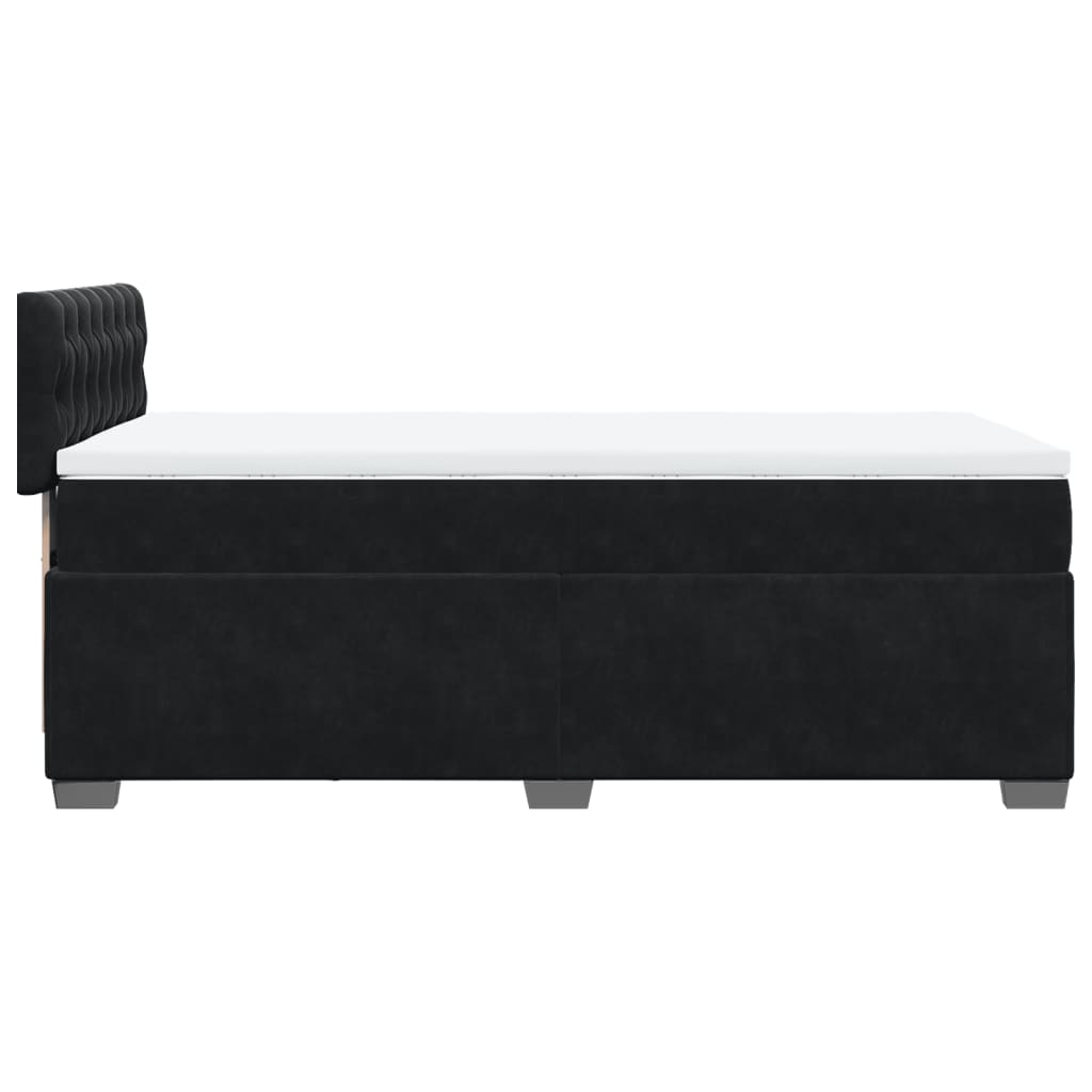vidaXL Κρεβάτι Boxspring με Στρώμα Μαύρο 80 x 200 εκ. Βελούδινο