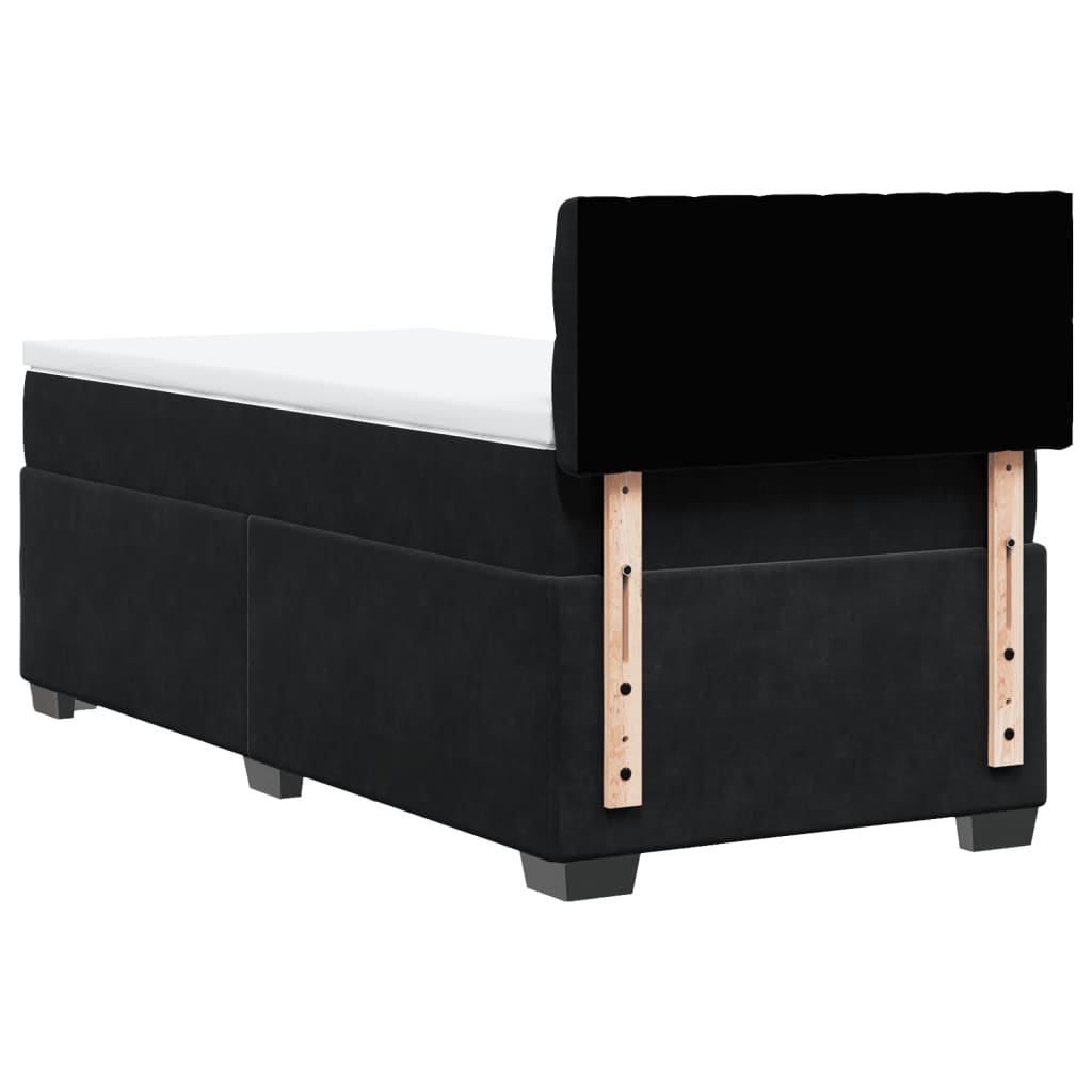 vidaXL Κρεβάτι Boxspring με Στρώμα Μαύρο 80 x 200 εκ. Βελούδινο