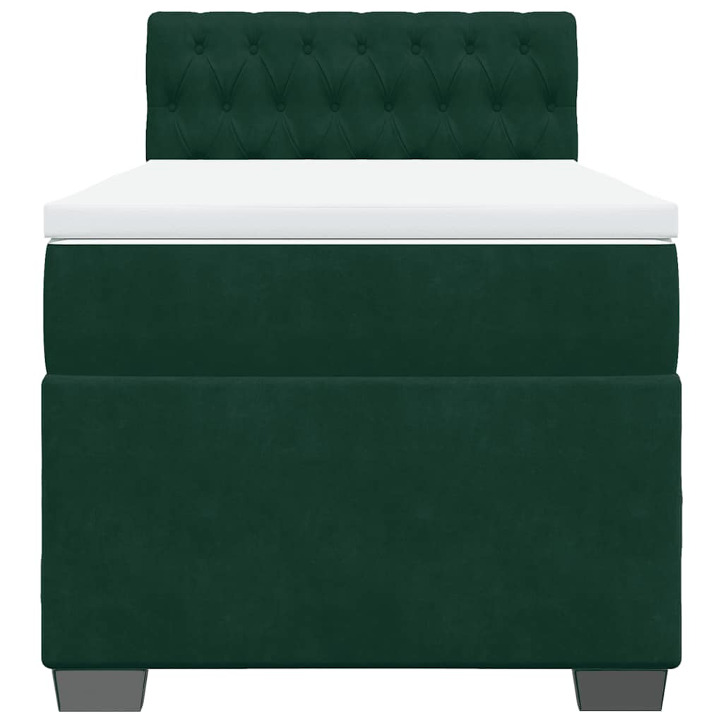 vidaXL Κρεβάτι Boxspring με Στρώμα Σκούρο Πράσινο 80x200 εκ. Βελούδινο