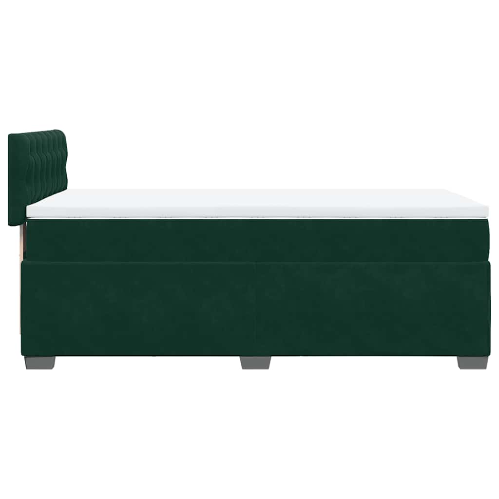 vidaXL Κρεβάτι Boxspring με Στρώμα Σκούρο Πράσινο 80x200 εκ. Βελούδινο