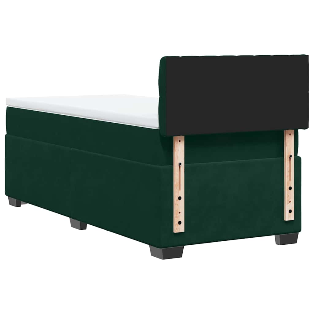 vidaXL Κρεβάτι Boxspring με Στρώμα Σκούρο Πράσινο 80x200 εκ. Βελούδινο