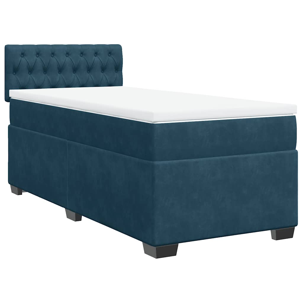 vidaXL Κρεβάτι Boxspring με Στρώμα Μπλε 80 x 200 εκ. Βελούδινο