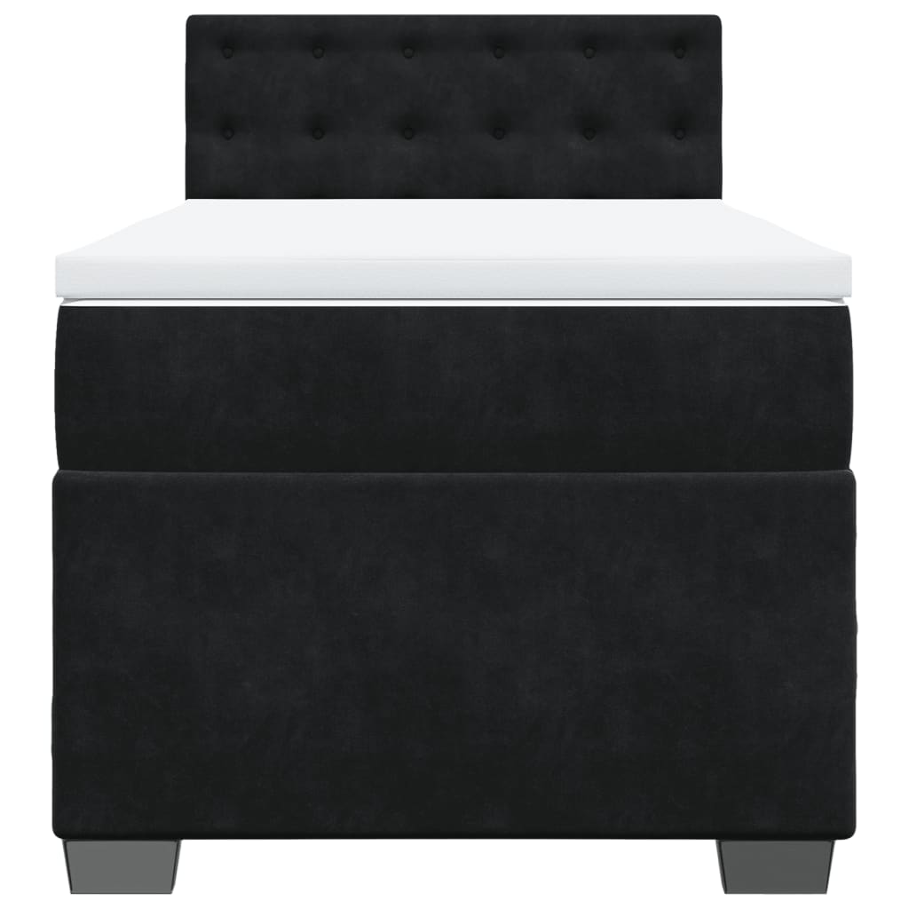 vidaXL Κρεβάτι Boxspring με Στρώμα Μαύρο 80 x 200 εκ. Βελούδινο