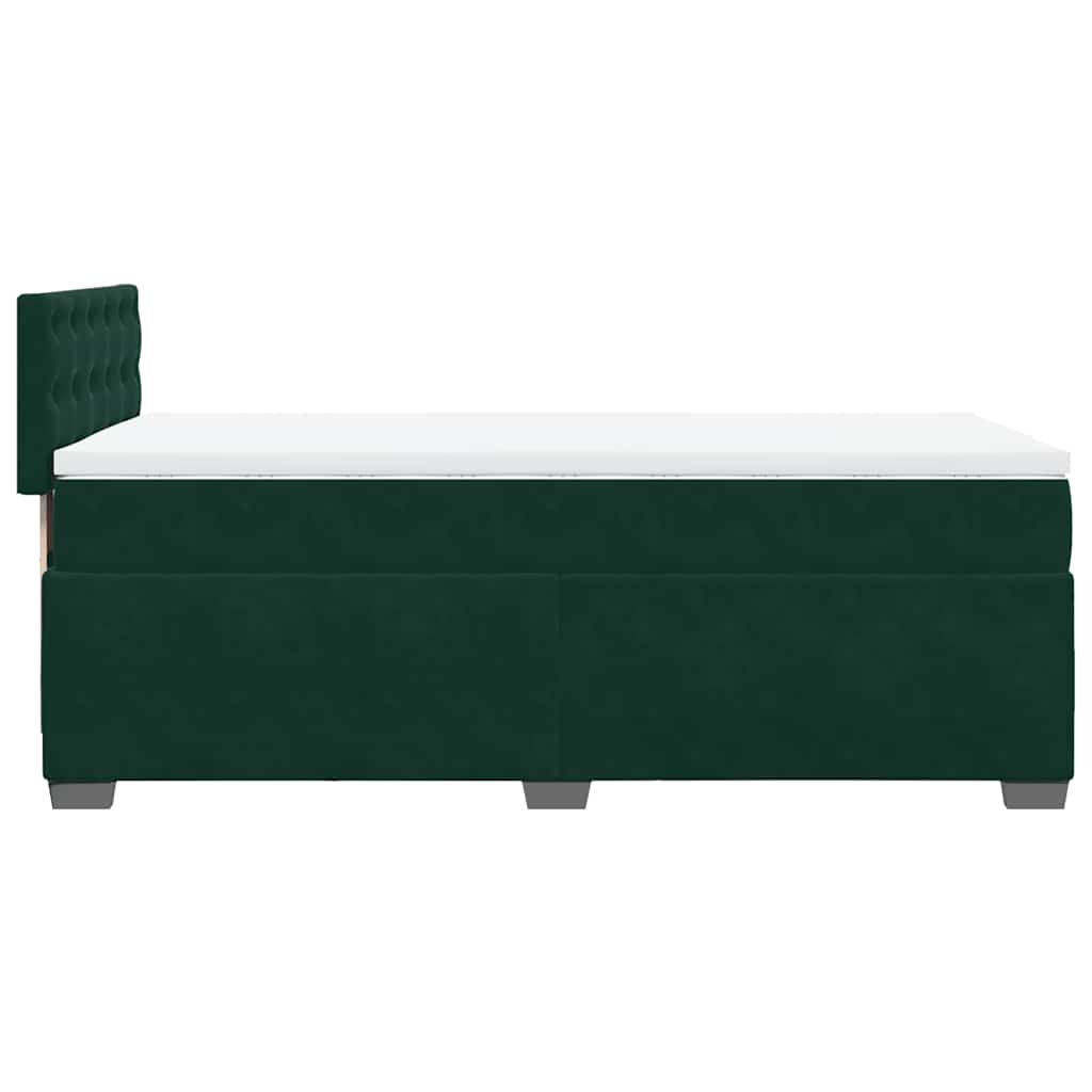 vidaXL Κρεβάτι Boxspring με Στρώμα Σκούρο Πράσινο 80x200 εκ. Βελούδινο