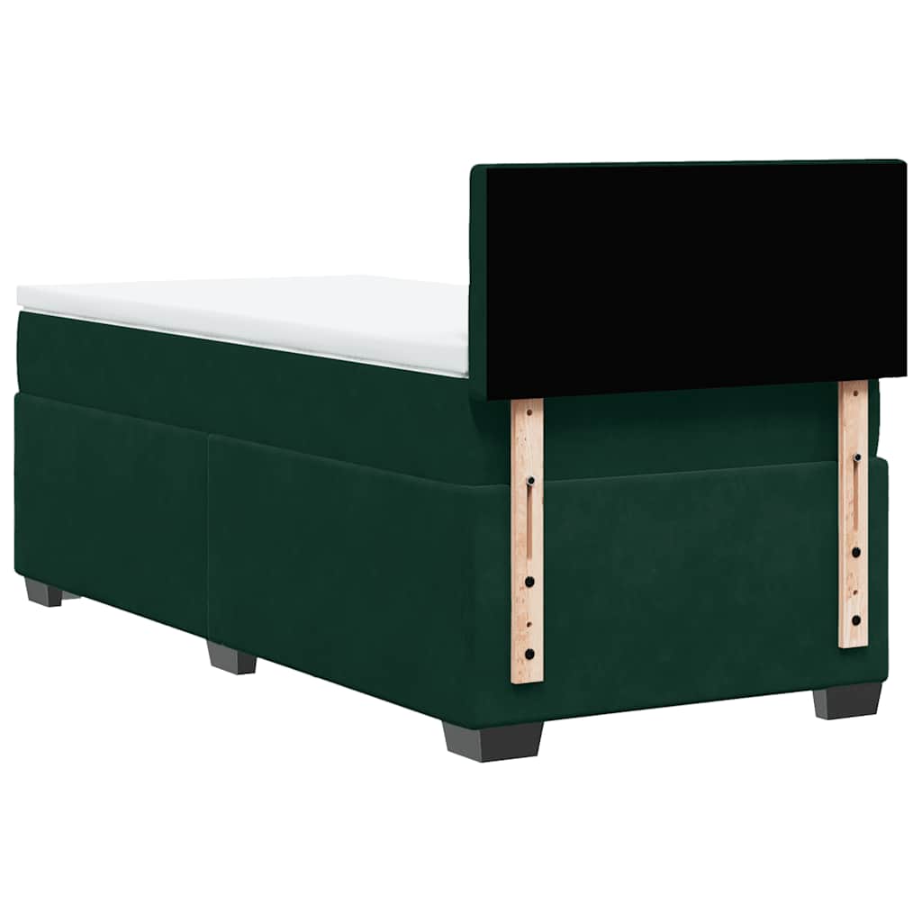 vidaXL Κρεβάτι Boxspring με Στρώμα Σκούρο Πράσινο 80x200 εκ. Βελούδινο