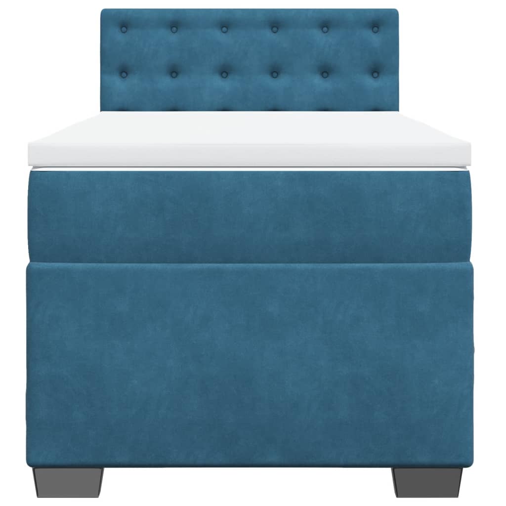 vidaXL Κρεβάτι Boxspring με Στρώμα Μπλε 80 x 200 εκ. Βελούδινο