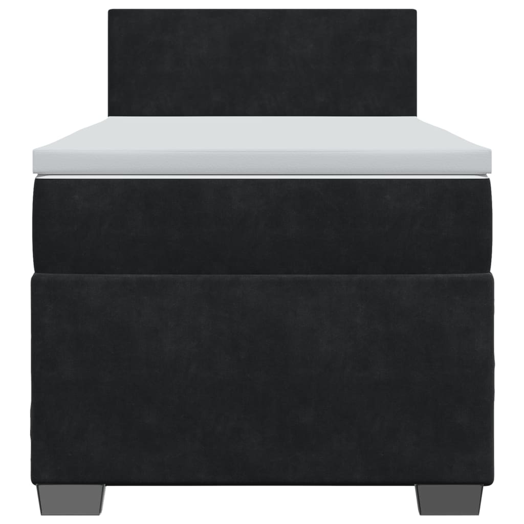 vidaXL Κρεβάτι Boxspring με Στρώμα Μαύρο 90x190 εκ. Βελούδινο