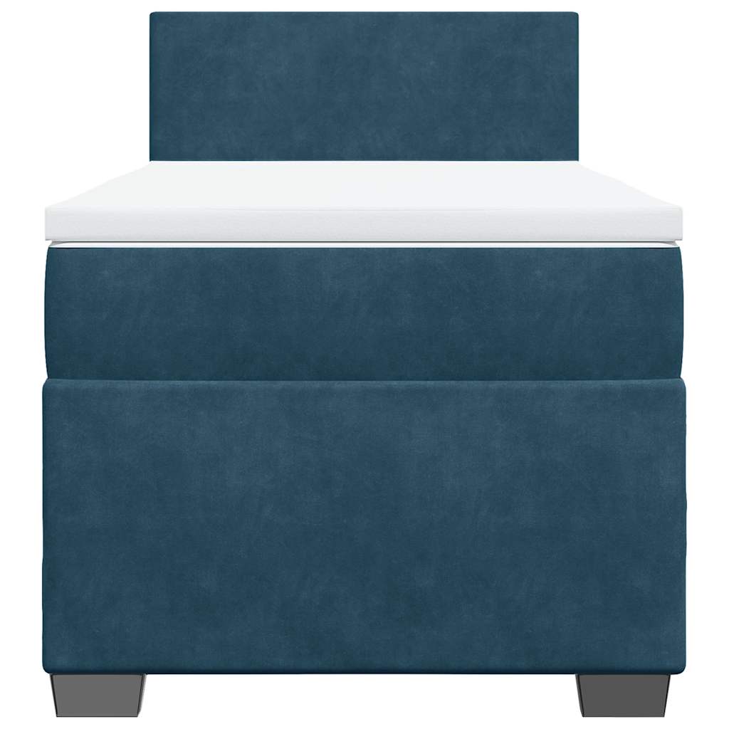 vidaXL Κρεβάτι Boxspring με Στρώμα Μπλε 90x190 εκ. Βελούδινο
