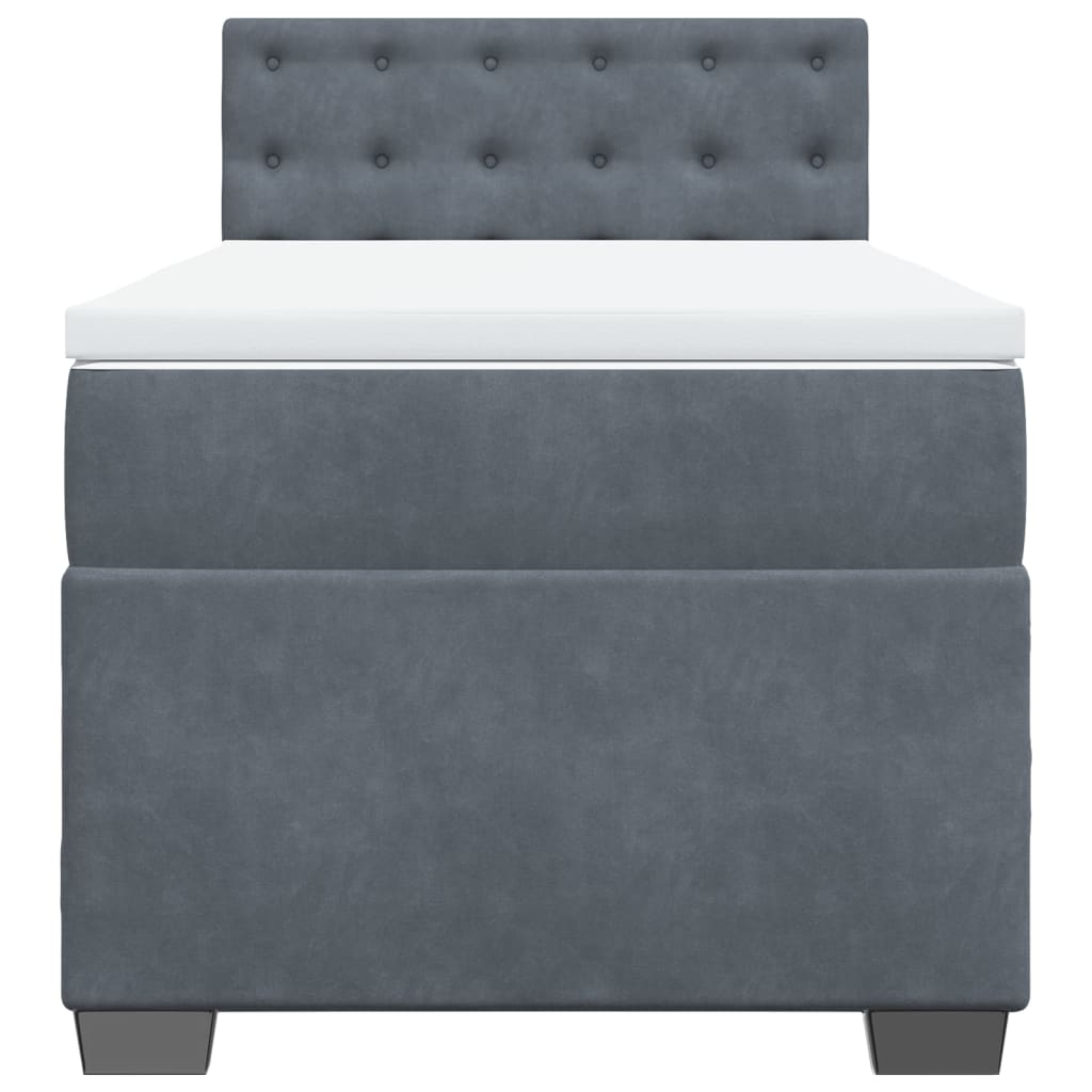 vidaXL Κρεβάτι Boxspring με Στρώμα Σκούρο Γκρι 90x190 εκ. Βελούδινο